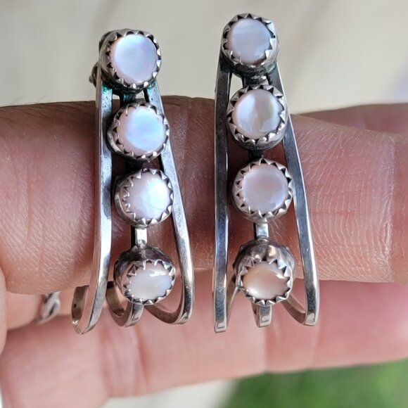 Rare signed Nathaniel Johnson Diné Navajo pink mother or pearl 925 sterling silv - Picture 9 of 17